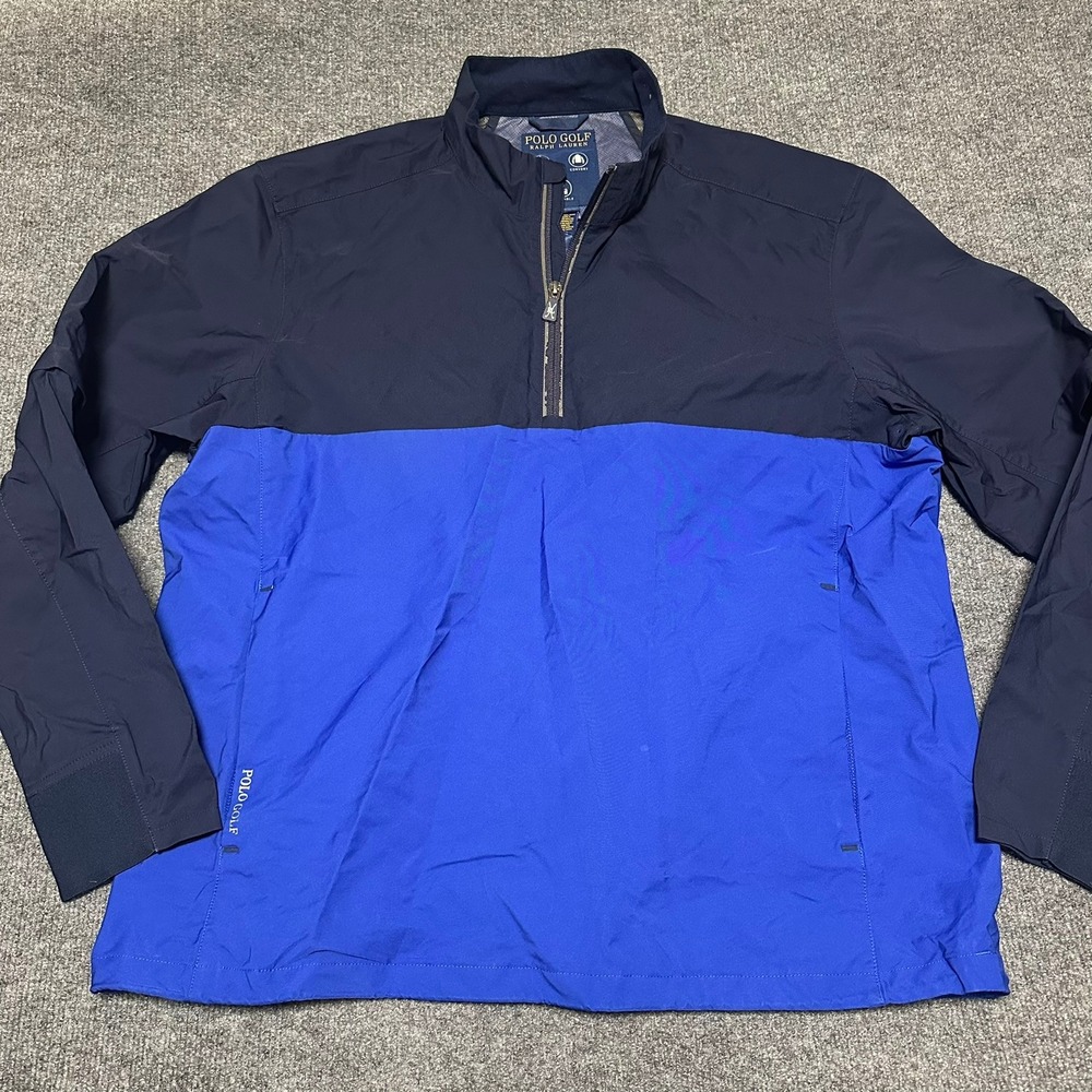 Polo‎ Golf Ralph Lauren Mens Large Blue Navy Quarter Zip Windbreaker Jacket